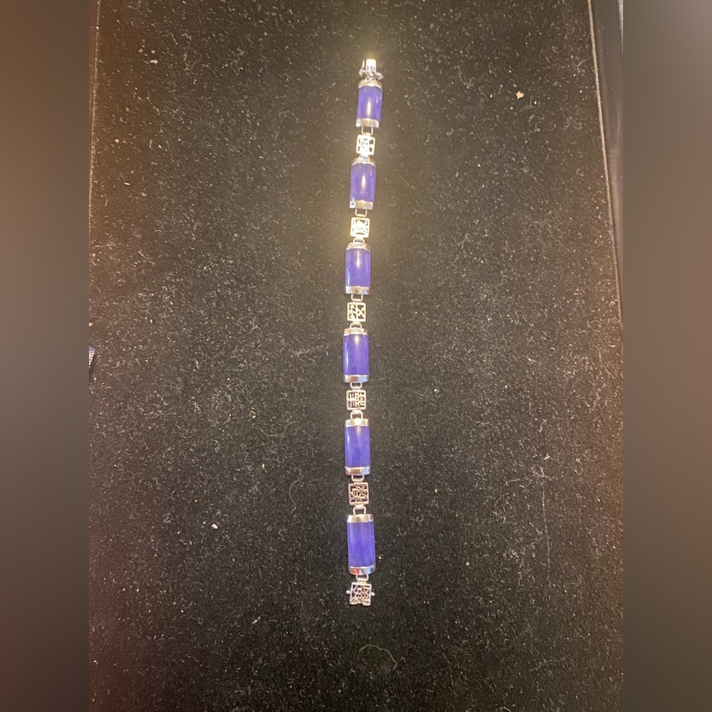 925 Sterling Silver Purple Jade/Jadite Bracelet